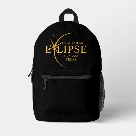 Moderner Staat 2024 Texas Total Solar Eclipse Bedruckter Rucksack (Vorderseite)