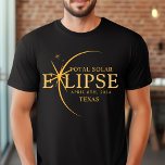 Moderner Staat 2024 Texas Total Solar Eclipse T-Shirt<br><div class="desc">Mit dem neuen Texas Total Solar Eclipse Custom T - Shirt präsentiert sich das Shirt als stilvolles und gedankliches Element für dieses außergewöhnliche Ereignis, das die Eleganz und Spannung der totalen Sonnenfinsternis erfasst. Das Jahr 2024 wird zusammen mit der Lage von Texas kühn angezeigt und dient als zeitloser Pfeiler dieses...</div>
