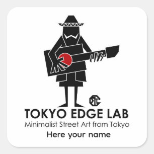 Moderner städtischer mexikanischer Musiker -Tokyo Quadratischer Aufkleber