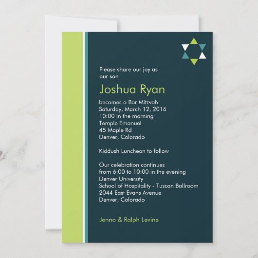 Moderner Star Bar Mitzvah Einladung (Vorderseite)