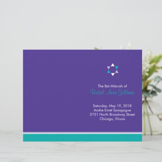 Moderner Star Bat Mitzvah Flyer (Stehend Vorderseite)