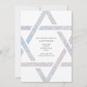 Moderner Star Holographic Glitzer Bat Mitzvah Einladung (Rückseite)