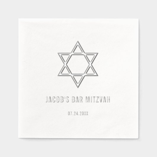 Moderner Star von David Bar Mitzvah Silver Servietten Mit Folie (Vorderseite)