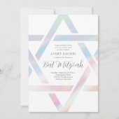 Moderner Star von David Pastel Bat Mitzvah Einladung (Vorderseite)