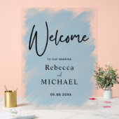 Moderner, staubblauer Hochzeitsempfang Acrylschild (Hochzeit)