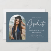 Moderner Steel Blue Arch Foto Abschluss Ankündigung (Vorderseite)