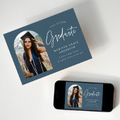 Moderner Steel Blue Arch Foto Abschluss Ankündigung