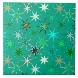 Moderner Sternexplosion-Druck, Türkis und Aqua Fliese