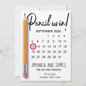 Moderner Stift in Kalenderpappe Save The Date (Vorderseite)