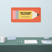 Moderner Stift mit Lehrer und Klasseninformationen Banner (Messe)