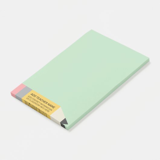 Moderner Stift mit Lehrer und Klasseninformationen Post-it Klebezettel (angewinkelt)