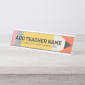 Moderner Stift mit Lehrer und Klasseninformationen Schreibtischnamensplakette (Vorderseite )
