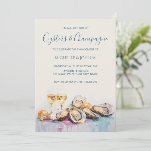 Moderner Stil der Austernküste Einladung (Stehend Vorderseite)