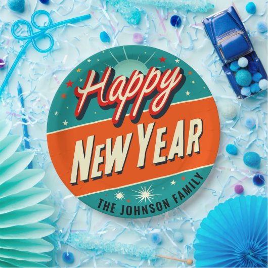 Moderner Stil des Mittleren Jahrhunderts glücklich Pappteller (Party)