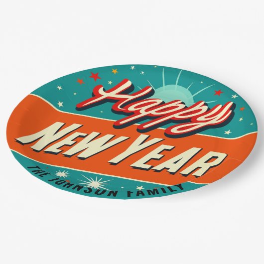 Moderner Stil des Mittleren Jahrhunderts glücklich Pappteller (Schrägansicht)