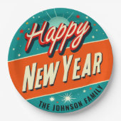 Moderner Stil des Mittleren Jahrhunderts glücklich Pappteller (Vorderseite)