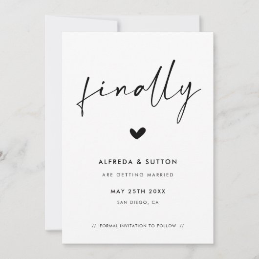 Moderner Stil endlich Save The Date (Vorderseite)