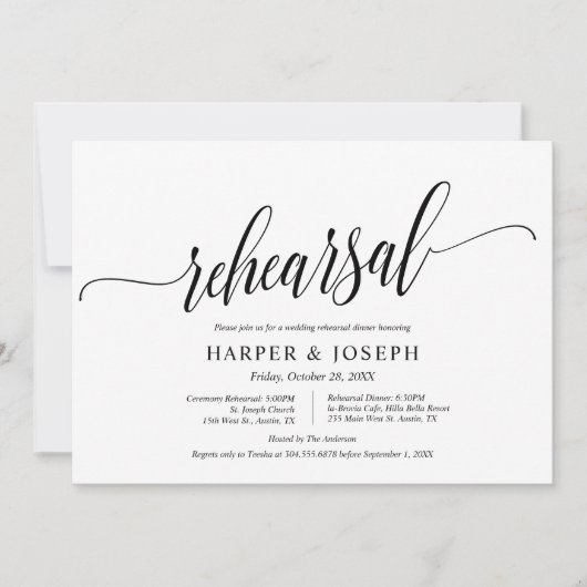 Moderner Stil, Hochzeit und Probe Einladung (Vorderseite)