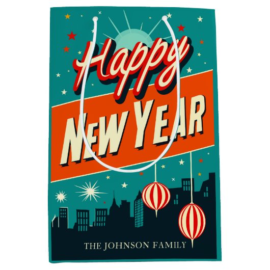 Moderner Stil im Mittelalter - Glück im neuen Jahr Mittlere Geschenktüte (Vorderseite)