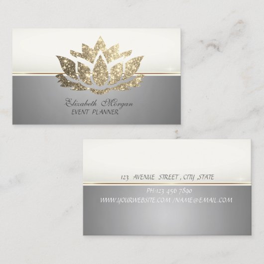 Moderner Stil Luxus Beruflicher Glitzer Lotus Visitenkarte (Vorne/Hinten)