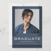 Moderner, stilvoller 1 Foto Blue Abschluss Ankündigung (Vorderseite)