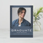 Moderner, stilvoller 1 Foto Blue Abschluss Ankündigung (Stehend Vorderseite)