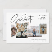 Moderner, stilvoller Abschluss Four Photo Collage Einladung (Vorderseite)