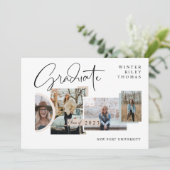 Moderner, stilvoller Abschluss Four Photo Collage  Einladung (Stehend Vorderseite)