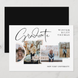 Moderner, stilvoller Abschluss Four Photo Collage Einladung