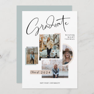 Moderner, stilvoller Abschluss Four Photo Collage Einladung