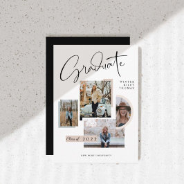 Moderner, stilvoller Abschluss Four Photo Collage Einladung