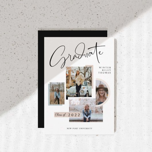 Moderner, stilvoller Abschluss Four Photo Collage  Einladung