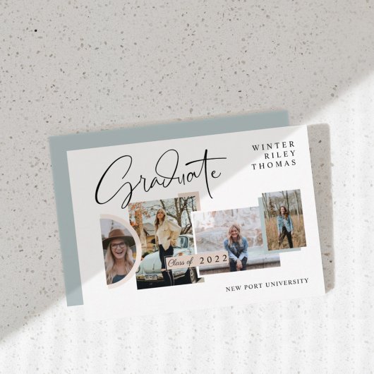 Moderner, stilvoller Abschluss Four Photo Collage Einladung