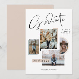 Moderner, stilvoller Abschluss Four Photo Collage Einladung