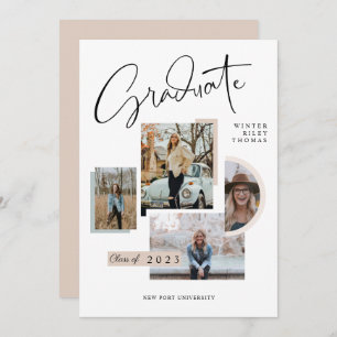 Moderner, stilvoller Abschluss Four Photo Collage  Einladung