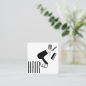 Moderner, stilvoller Back & White Friseur Quadratische Visitenkarte (Stehend Vorderseite)