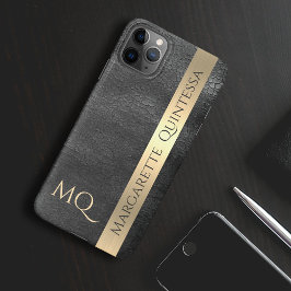 Moderner, stilvoller Black Leather Gold Foil Mit M iPhone 11Pro Max Hülle