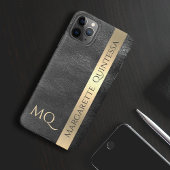 Moderner, stilvoller Black Leather Gold Foil Mit M iPhone Hülle