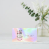 Moderner, stilvoller Cupcake, Macaron Holographic Visitenkarte (Stehend Vorderseite)