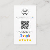 Moderner stilvoller Google-Review-QR-Code Visitenkarte (Vorderseite)