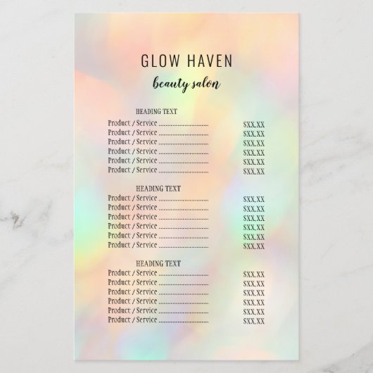 Moderner, stilvoller Holographic Beauty Salon Flyer (Vorne)