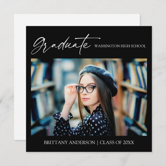 Moderner, stilvoller Kalligrafie-Ink-Script-Abschl Ankündigung (Vorne/Hinten)