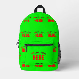 MODERNER STILVOLLER KUNSTSTOM NEON GREEN VERIFIED  BEDRUCKTER RUCKSACK