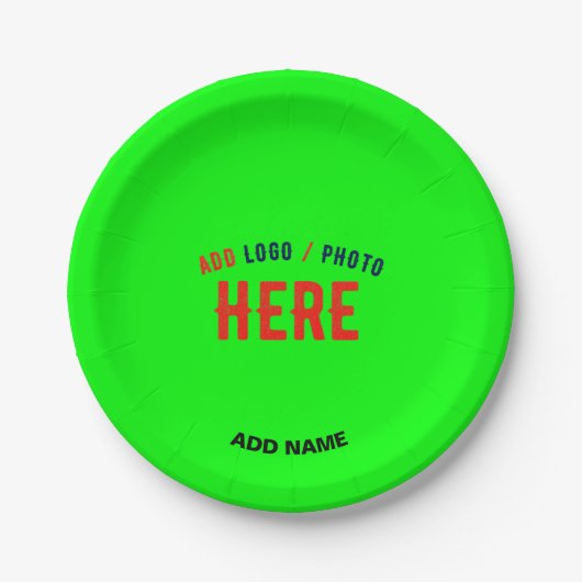 MODERNER STILVOLLER KUNSTSTOM NEON GREEN VERIFIED PAPPTELLER (Vorderseite)