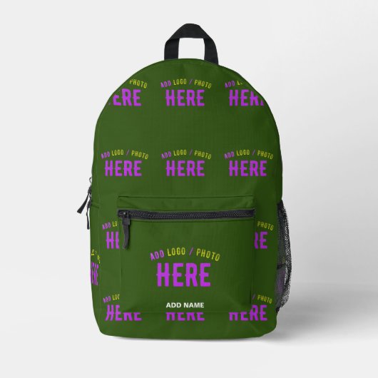 MODERNER STILVOLLER KUSTOM-WALD GRÜNE ÜBERPRÜFTE M BEDRUCKTER RUCKSACK (Vorderseite)