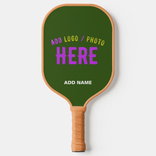 MODERNER STILVOLLER KUSTOM-WALD GRÜNE ÜBERPRÜFTE M PICKLEBALL SCHLÄGER (Vorderseite)