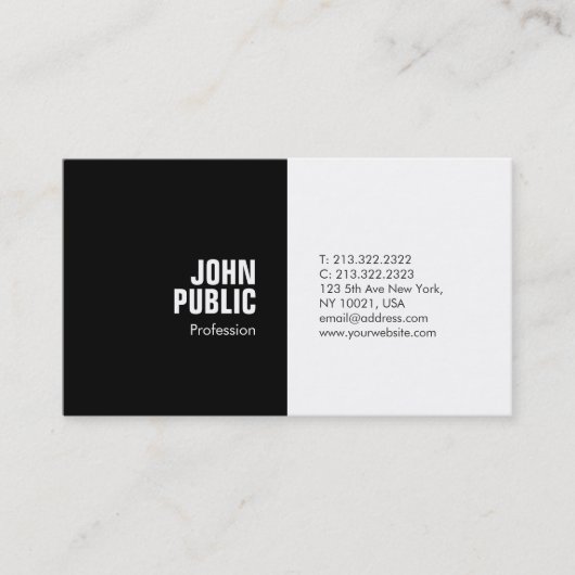 Moderner stilvoller Minimalistischer Black&White Visitenkarte (Vorderseite)