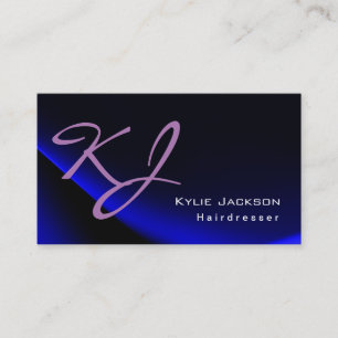 Moderner, stilvoller Monogram Blue Trendy Friseur Visitenkarte
