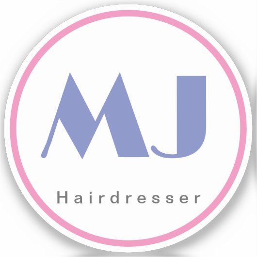 Moderner, stilvoller Monogram Blue White Friseur Aufkleber (Vorderseite)