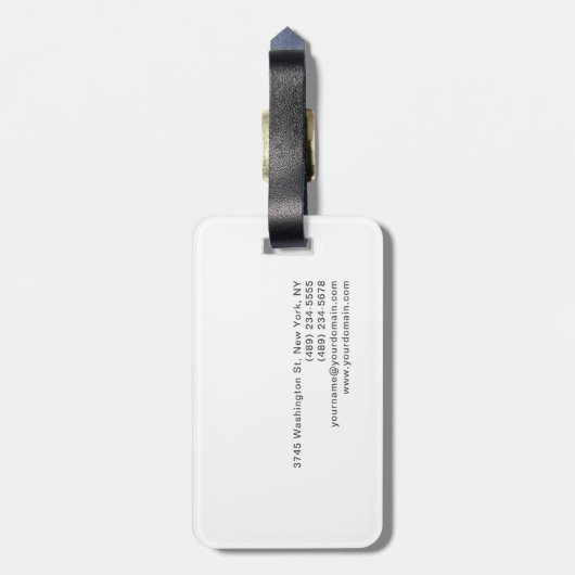 Moderner, stilvoller Monogram Blue White Friseur Gepäckanhänger (Rückseite vertikal)